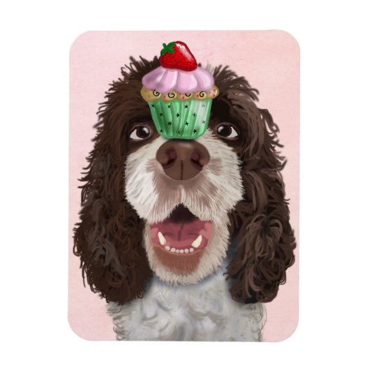 Springer Spaniel mit Cupcake 2 Magnet (Vertikal)