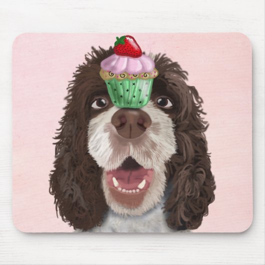 Springer Spaniel mit Cupcake 2 Mousepad (Vorne)