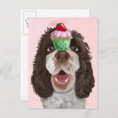 Springer Spaniel mit Cupcake 2 Postkarte (Vorne/Hinten)