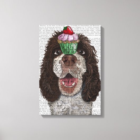 Springer Spaniel mit Cupcake Leinwanddruck (Vorderseite)
