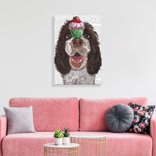 Springer Spaniel mit Cupcake Leinwanddruck (Insitu (Wohnzimmer))