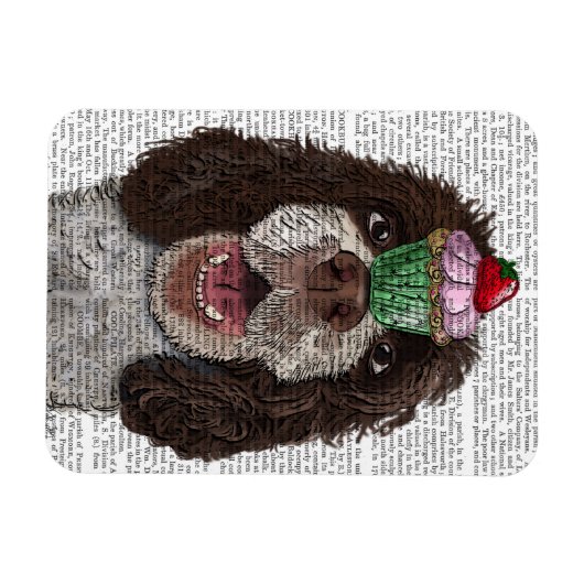 Springer Spaniel mit Cupcake Magnet (Horizontal)
