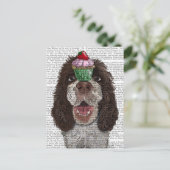 Springer Spaniel mit Cupcake Postkarte (Stehend Vorderseite)
