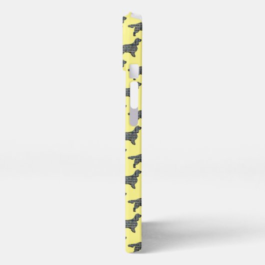 Springer Spaniel Niedlich Hund Silhouette Grid Gel iPhone Hülle (Linke Seite)