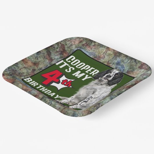 Springer Spaniel Personalisiertes 4. Party Pappteller (Gewinkelt)