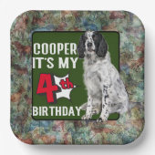 Springer Spaniel Personalisiertes 4. Party Pappteller (Vorderseite)