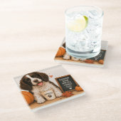 Springer Spaniel Pumpkin Spice Puppaccino Glasuntersetzer (Schrägansicht)