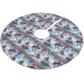 Springer Spaniel Running Snow mit Weihnachtshut Polyester Weihnachtsbaumdecke (Schrägansicht)