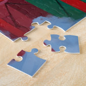 Springer Spaniel Running Snow mit Weihnachtshut Puzzle (Seite)