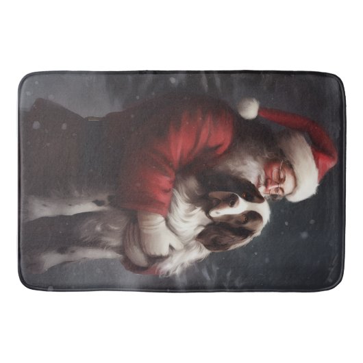 Springer Spaniel Santa Claus Festive Christmas Badematte (Vorderseite)