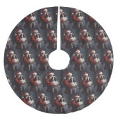 Springer Spaniel Santa Claus Festive Christmas Polyester Weihnachtsbaumdecke (Vorderseite)