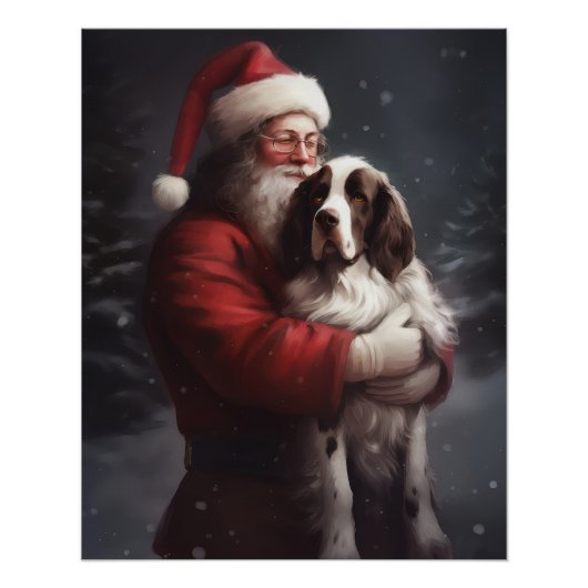 Springer Spaniel Santa Claus Festive Christmas Poster (Vorderseite)