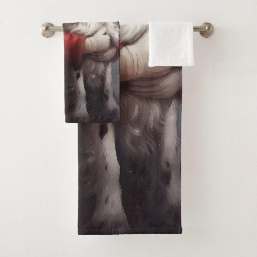 Springer Spaniel Santa Claus Festliche Weihnachten Badhandtuch Set (Insitu)