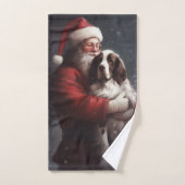 Springer Spaniel Santa Claus Festliche Weihnachten Badhandtuch Set (Handtuch)