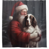 Springer Spaniel Santa Claus Festliche Weihnachten Duschvorhang (Vorderseite)