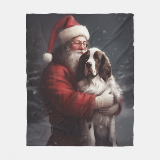 Springer Spaniel Santa Claus Festliche Weihnachten Fleecedecke (Vorderseite)