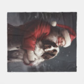 Springer Spaniel Santa Claus Festliche Weihnachten Fleecedecke (Vorderseite (Horizontal))
