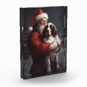 Springer Spaniel Santa Claus Festliche Weihnachten Fotoblock (Links)