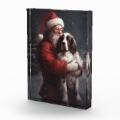 Springer Spaniel Santa Claus Festliche Weihnachten Fotoblock (Rechts)