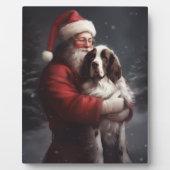 Springer Spaniel Santa Claus Festliche Weihnachten Fotoplatte (Vorderseite)