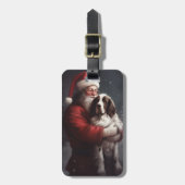 Springer Spaniel Santa Claus Festliche Weihnachten Gepäckanhänger (Vorderseite vertikal)