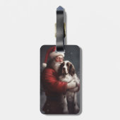 Springer Spaniel Santa Claus Festliche Weihnachten Gepäckanhänger (Rückseite vertikal)
