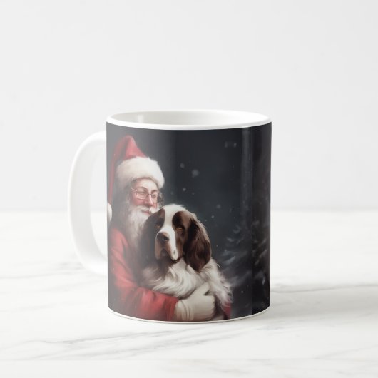 Springer Spaniel Santa Claus Festliche Weihnachten Kaffeetasse (Vorderseite Links)