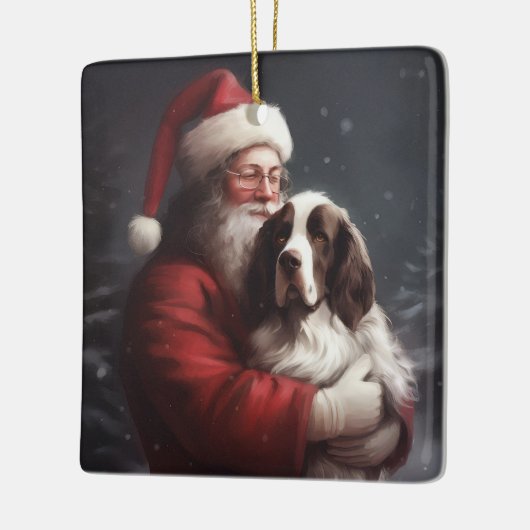 Springer Spaniel Santa Claus Festliche Weihnachten Keramikornament (Links)