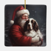 Springer Spaniel Santa Claus Festliche Weihnachten Keramikornament (Rückseite)