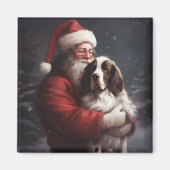Springer Spaniel Santa Claus Festliche Weihnachten Magnet (Vorne)