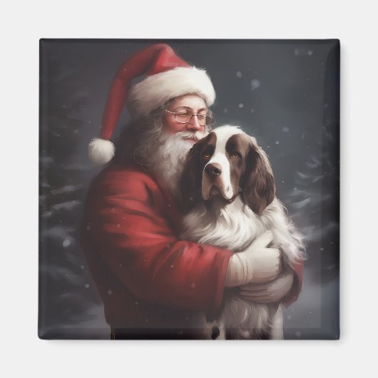 Springer Spaniel Santa Claus Festliche Weihnachten Magnet (Vorne)