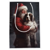 Springer Spaniel Santa Claus Festliche Weihnachten Mittlere Geschenktüte (Vorderseite)