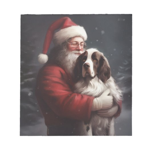 Springer Spaniel Santa Claus Festliche Weihnachten Notizblock (Vorderseite)
