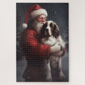 Springer Spaniel Santa Claus Festliche Weihnachten Puzzle (Vertikal)