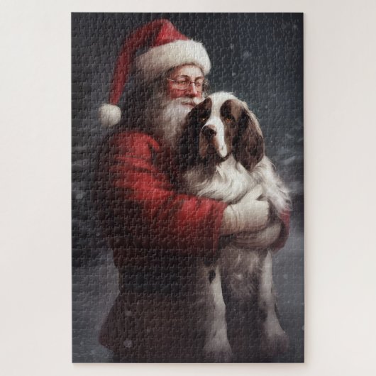 Springer Spaniel Santa Claus Festliche Weihnachten Puzzle (Vertikal)