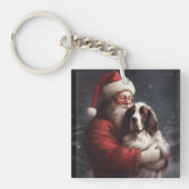 Springer Spaniel Santa Claus Festliche Weihnachten Schlüsselanhänger (Vorderseite)