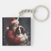 Springer Spaniel Santa Claus Festliche Weihnachten Schlüsselanhänger (Rückseite)
