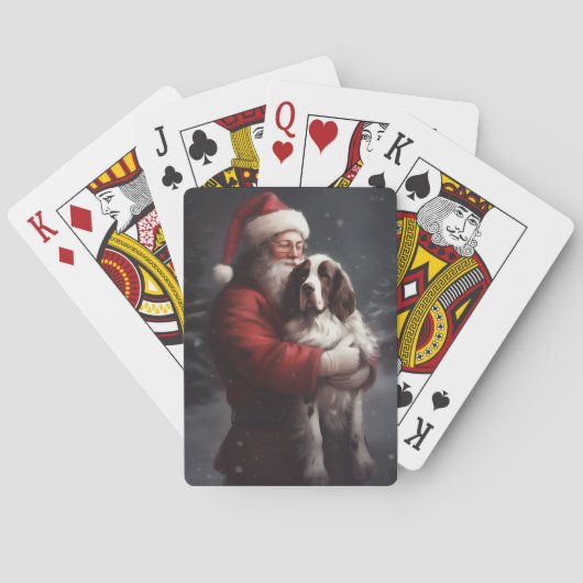 Springer Spaniel Santa Claus Festliche Weihnachten Spielkarten (Rückseite)