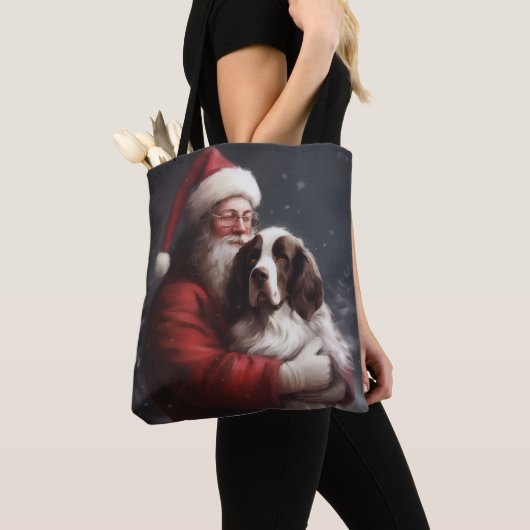 Springer Spaniel Santa Claus Festliche Weihnachten Tasche (Von Nahem)