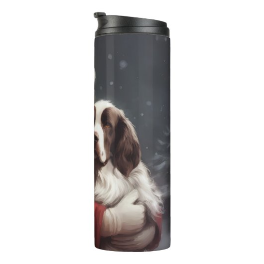 Springer Spaniel Santa Claus Festliche Weihnachten Thermosbecher (Nach rechts gedreht)