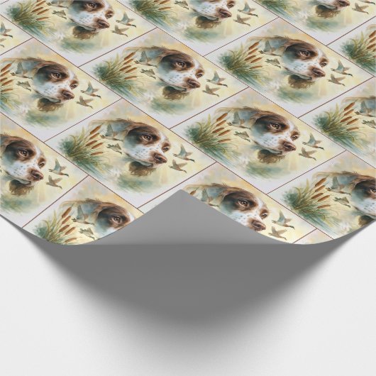 Springer Spaniel und Mallard Duck Doppelexposition Geschenkpapier (Ecke)