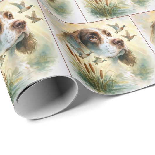 Springer Spaniel und Mallard Duck Doppelexposition Geschenkpapier (Rolleneckpunkt)