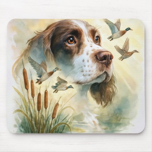 Springer Spaniel und Mallard Duck Doppelexposition Mousepad (Vorne)