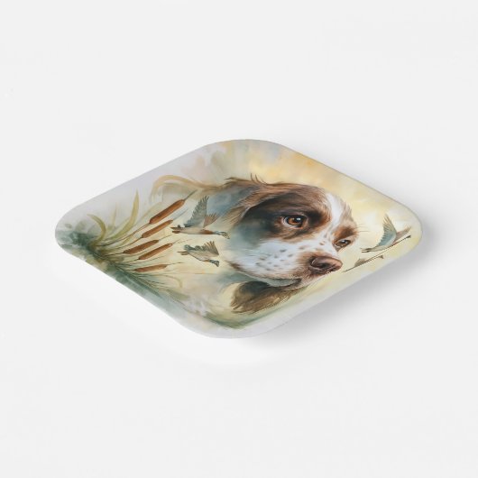 Springer Spaniel und Mallard Duck Doppelexposition Pappteller (Gewinkelt)