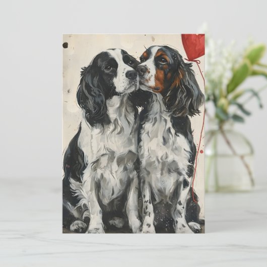Springer Spaniel Valentinstag Feiertagskarte (Stehend Vorderseite)