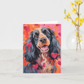 Springer Spaniel Valentinstag Karte (Gelbe Blume)
