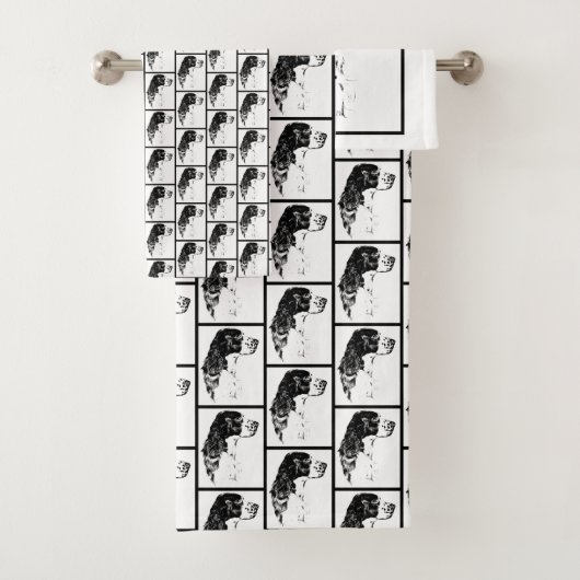 Springer Spaniel Vintag Dog Art Badhandtuch Set (Insitu)