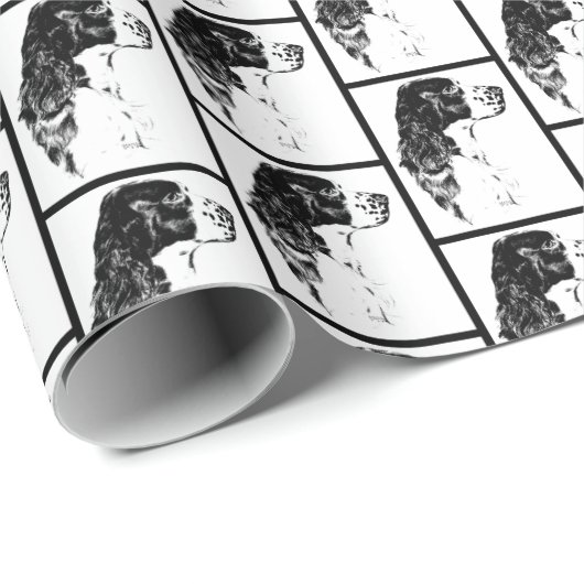 Springer Spaniel Vintag Dog Art Geschenkpapier (Rolleneckpunkt)