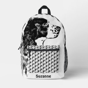 Springer Spaniel Vintage-Hundekunst Personalisiert Bedruckter Rucksack