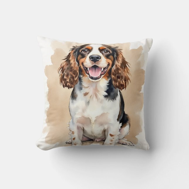 Springer Spaniel Wasserfarbe Tropfen Kunst Kissen (Vorderseite)